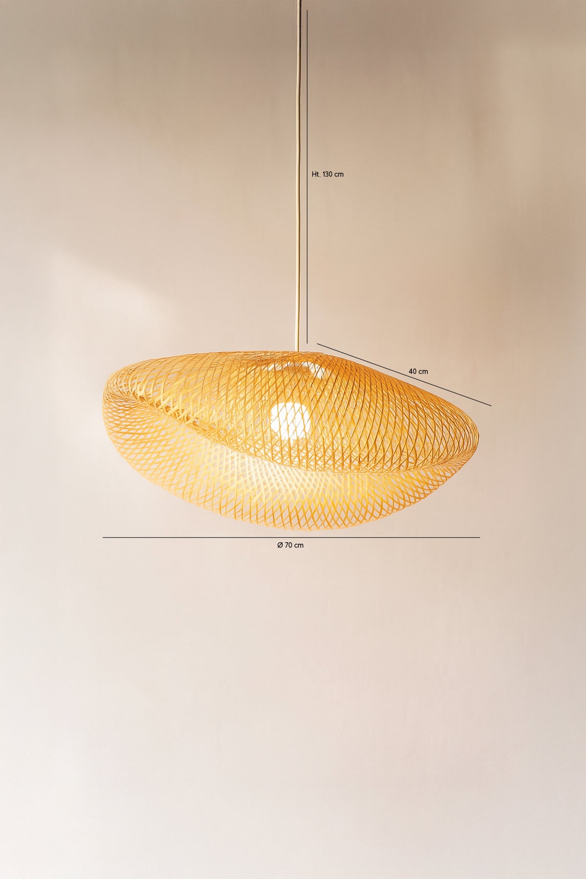 Dimensions Klino - Suspension en bambou tressé