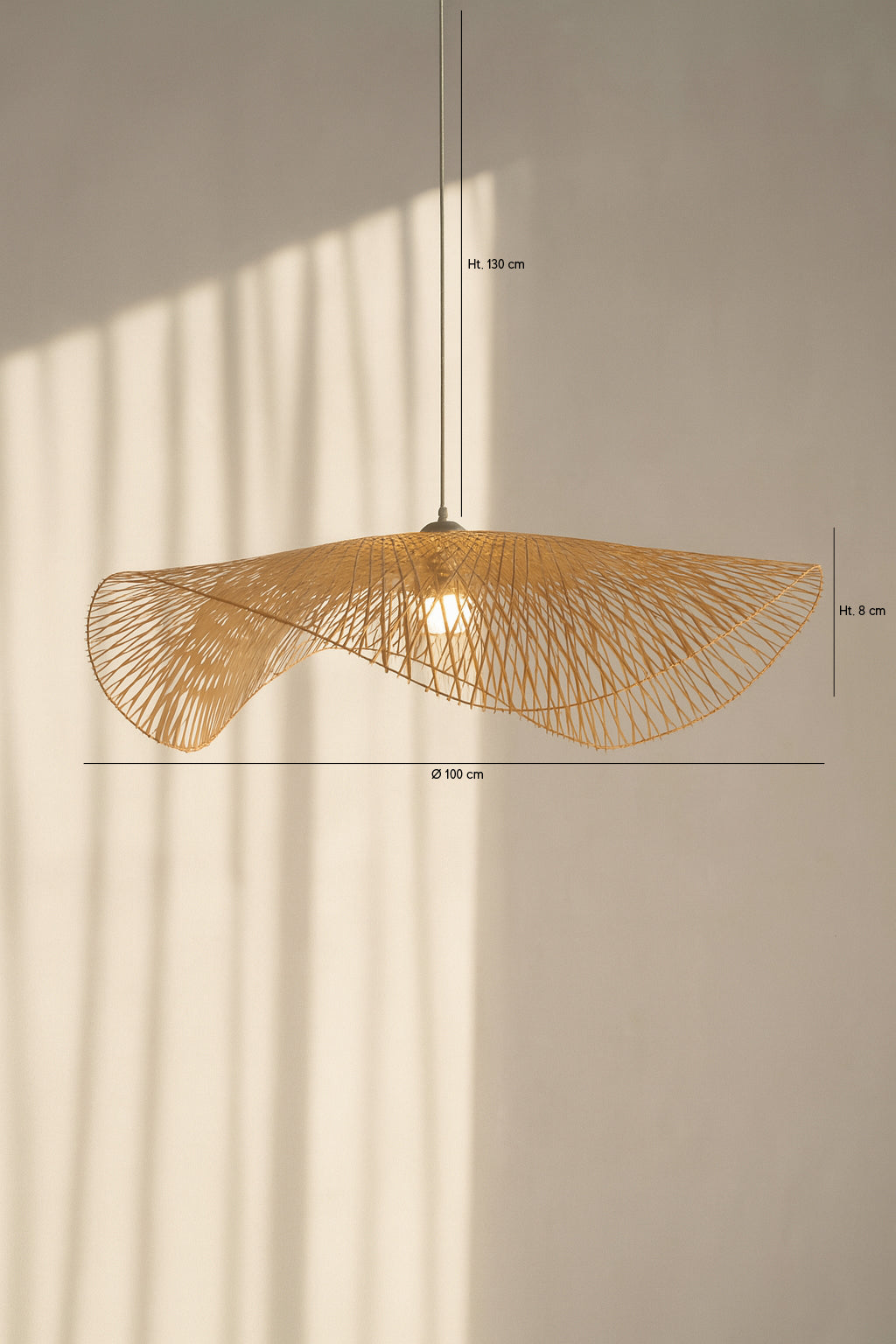 Dimensions Caravelle - Suspension en bambou tressé D100 cm