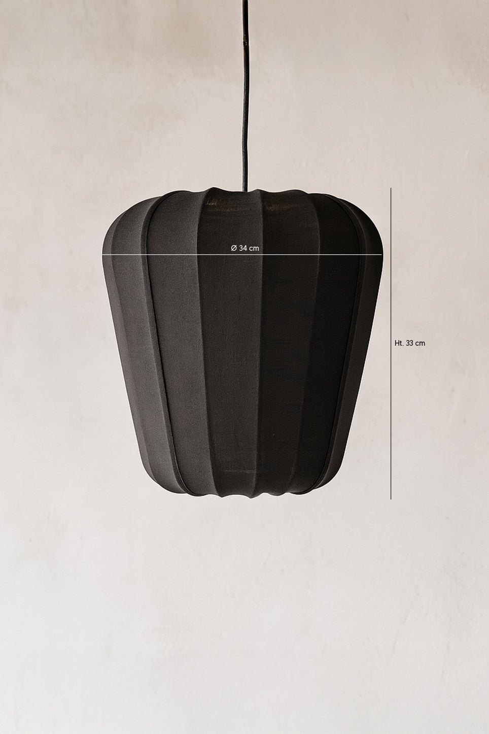 Dimensions Alba - Suspension en coton noir et métal H33 cm