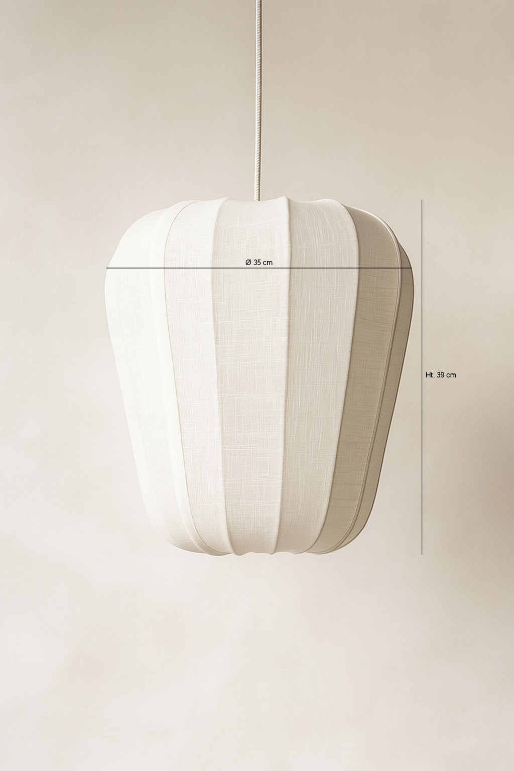 Dimensions Alba - Suspension en coton blanc et métal H39 cm