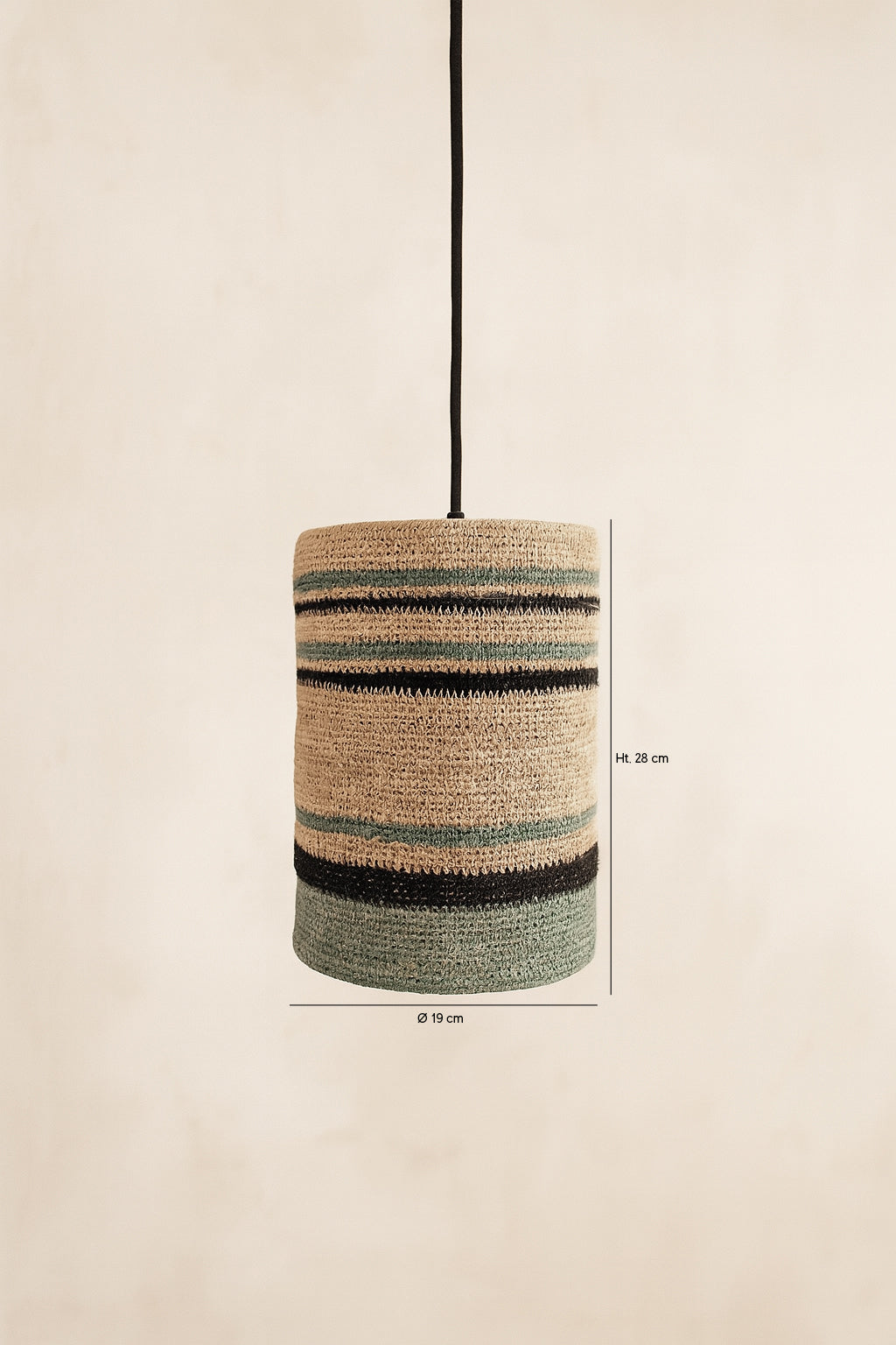 Dimensions Barbade - Suspension en jonc de mer naturel et vert