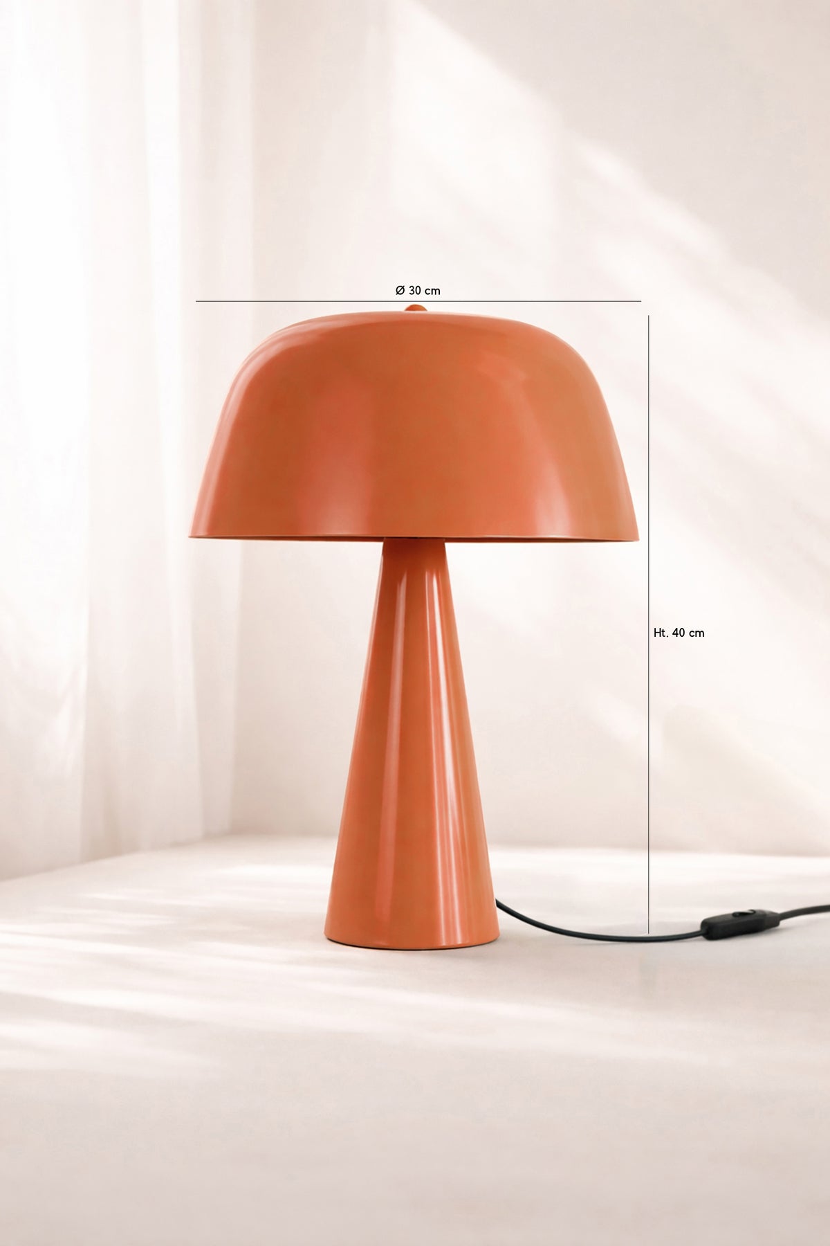 Dimensions Kalysta - Lampe à poser en métal terra