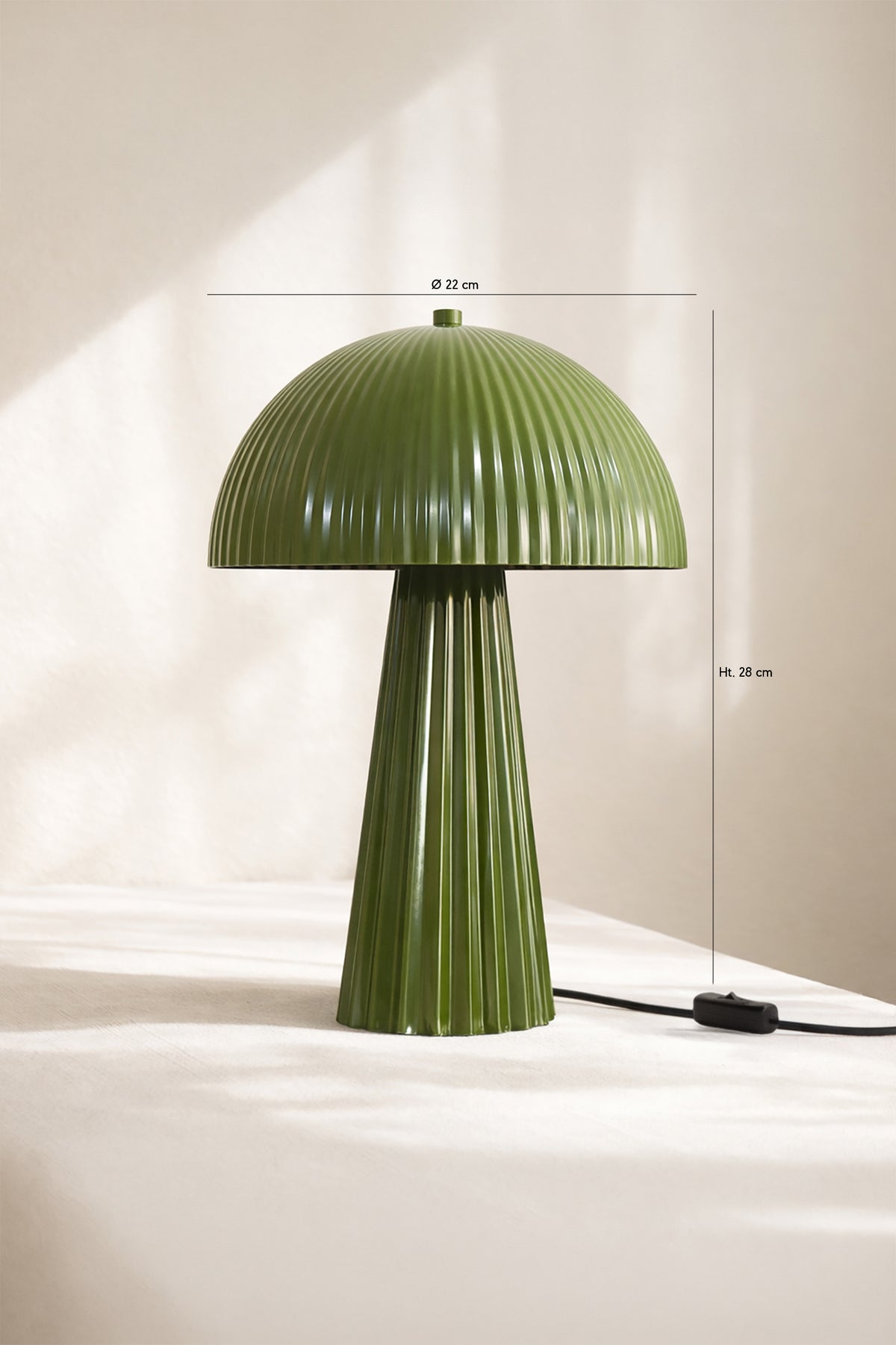 Dimensions Thalia - Lampe à poser en métal vert olive