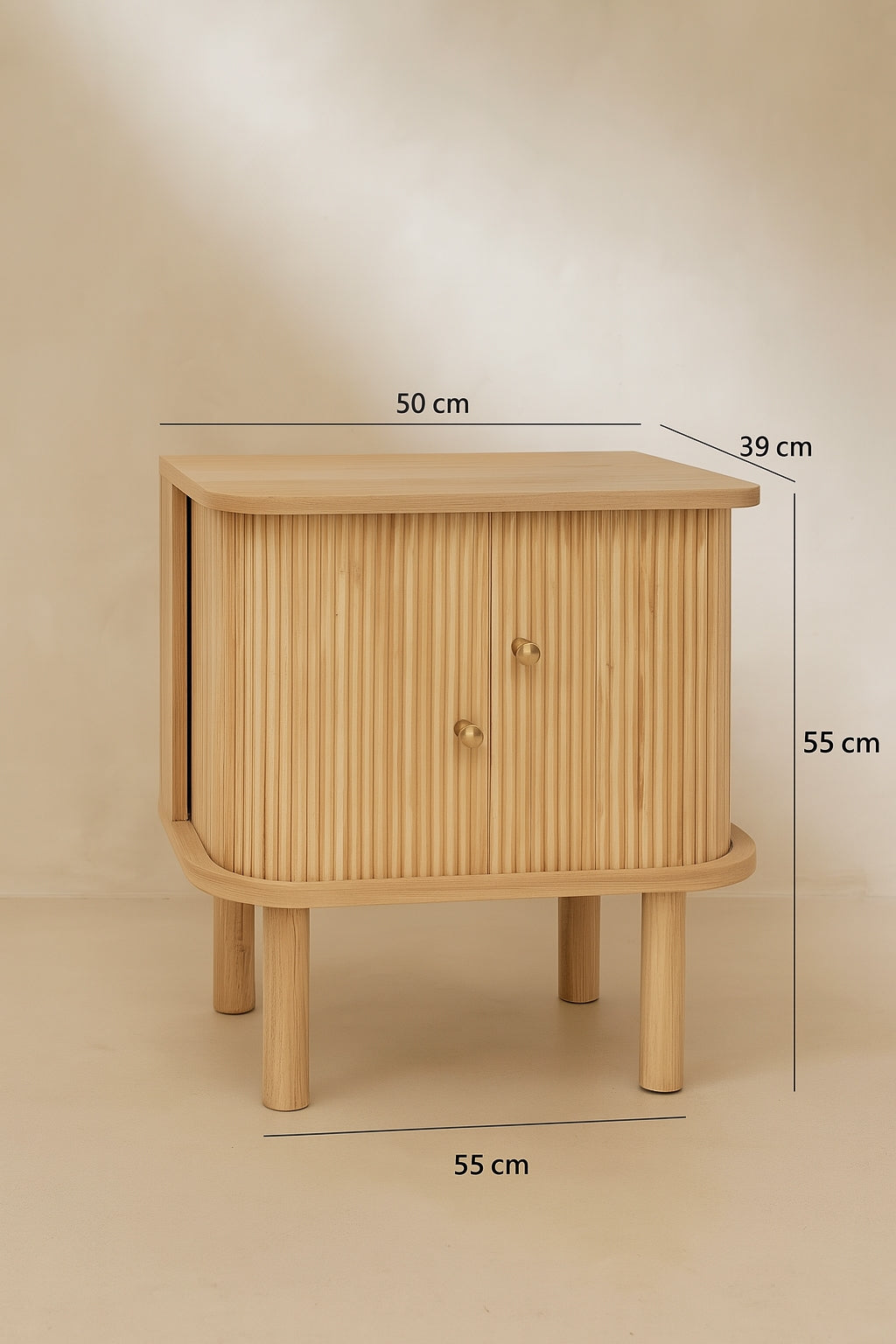 Dimensions Hector - Meuble d'appoint en bois de pin naturel