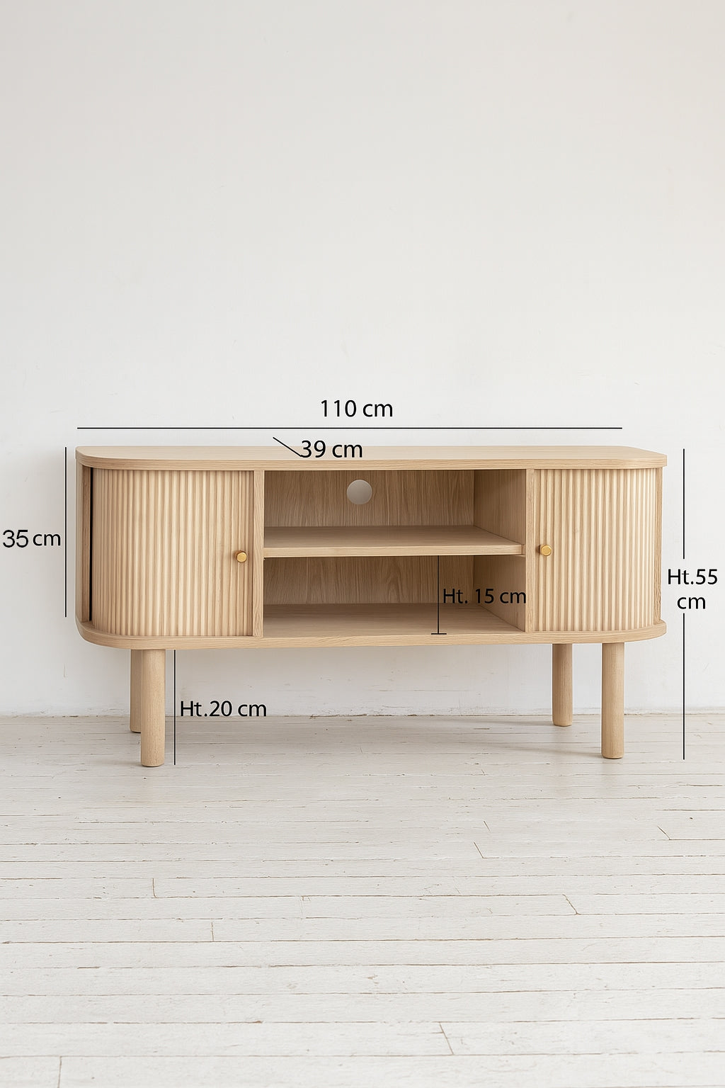 Dimensions Hector - Meuble TV 2 portes en bois