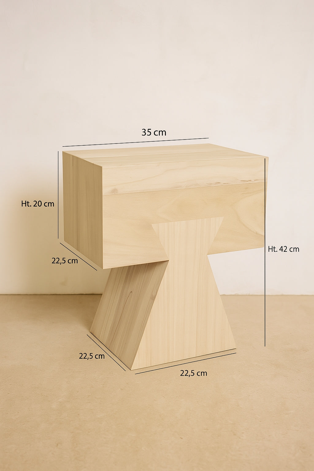 Dimensions Line - Meuble d'appoint en bois de Paulownia naturel