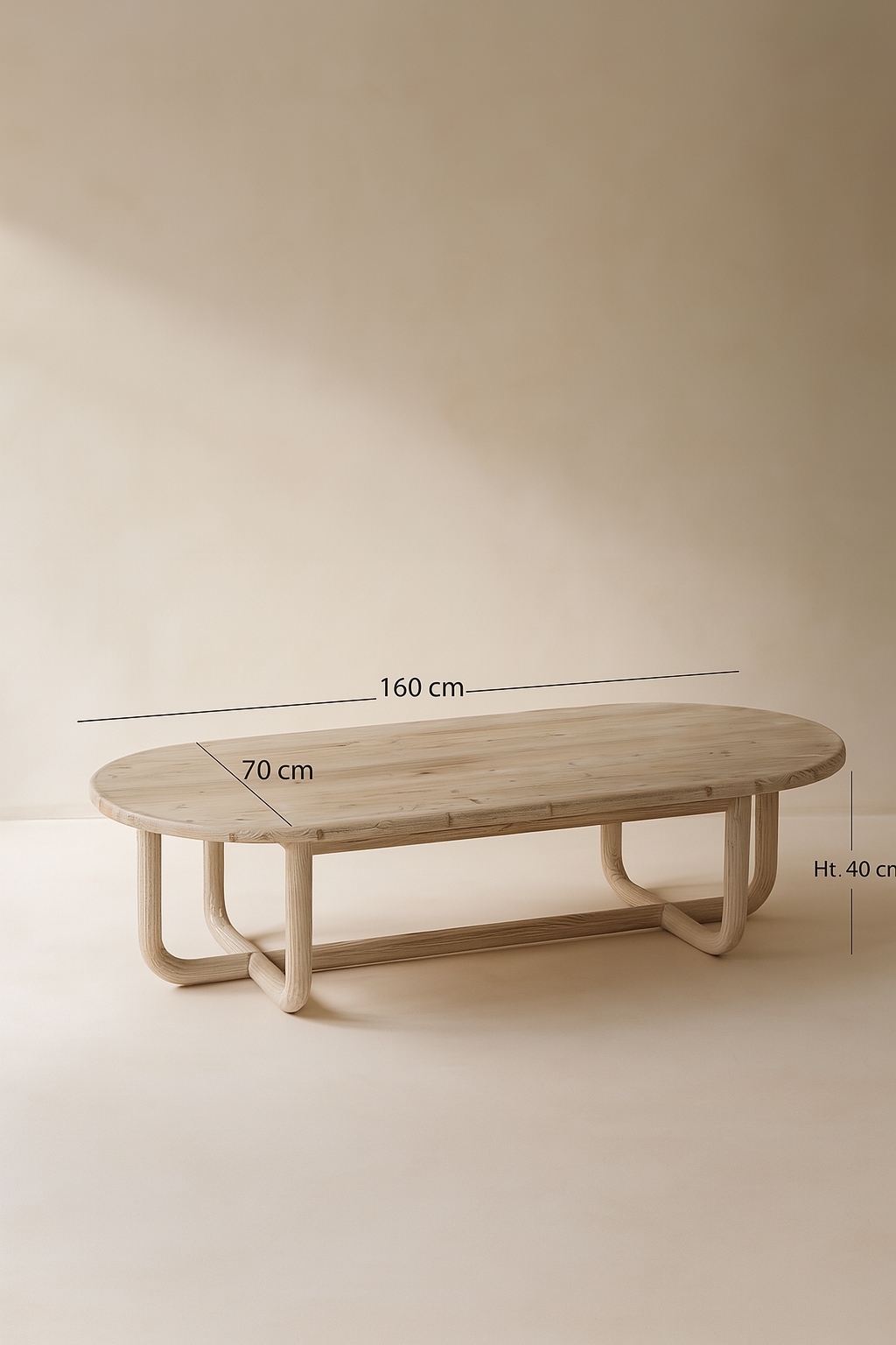 Dimensions Kristen - Table basse ovale en bois de pin recyclé
