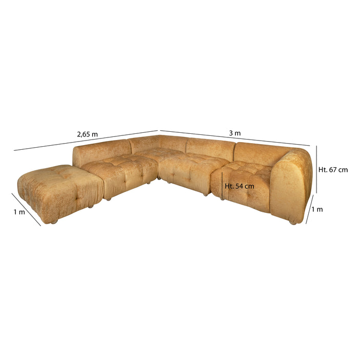 Grand canapé modulable en velours panné terracotta Twiggy
