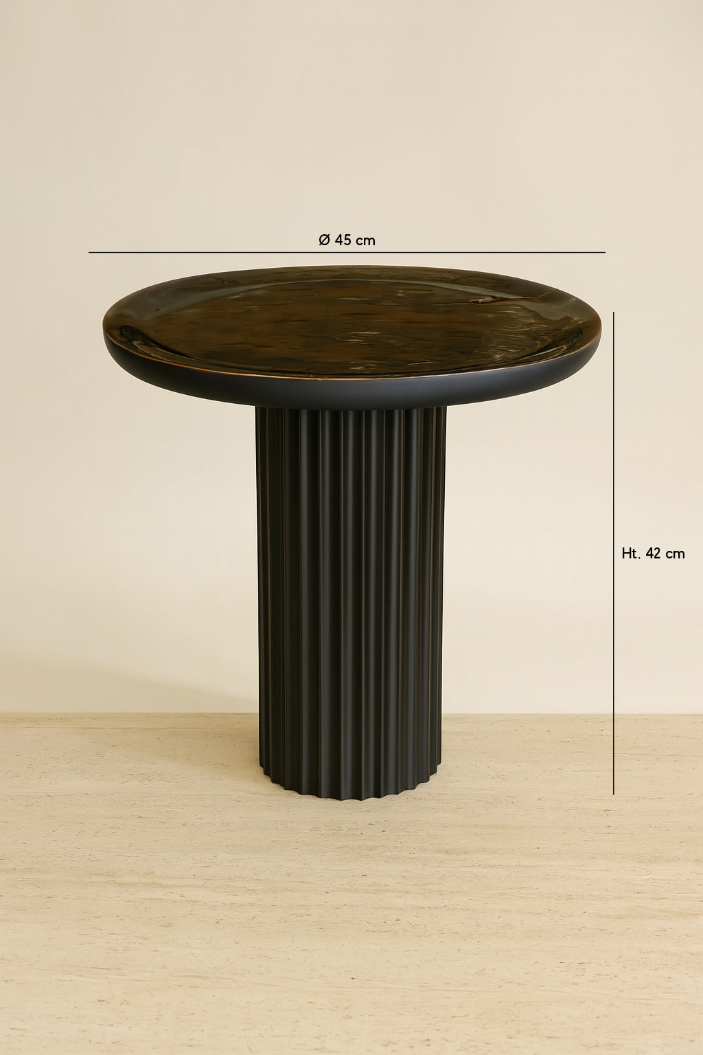 Dimensions Sören - Meuble d'appoint en bois de manguier et métal émaillé noir