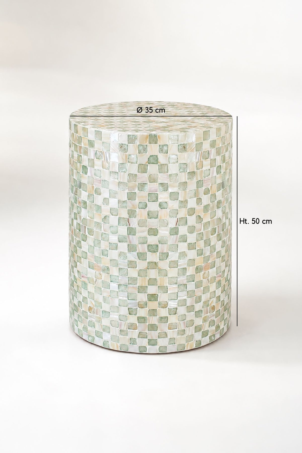 Dimensions Zina - Meuble d'appoint en coquille de Capiz vert