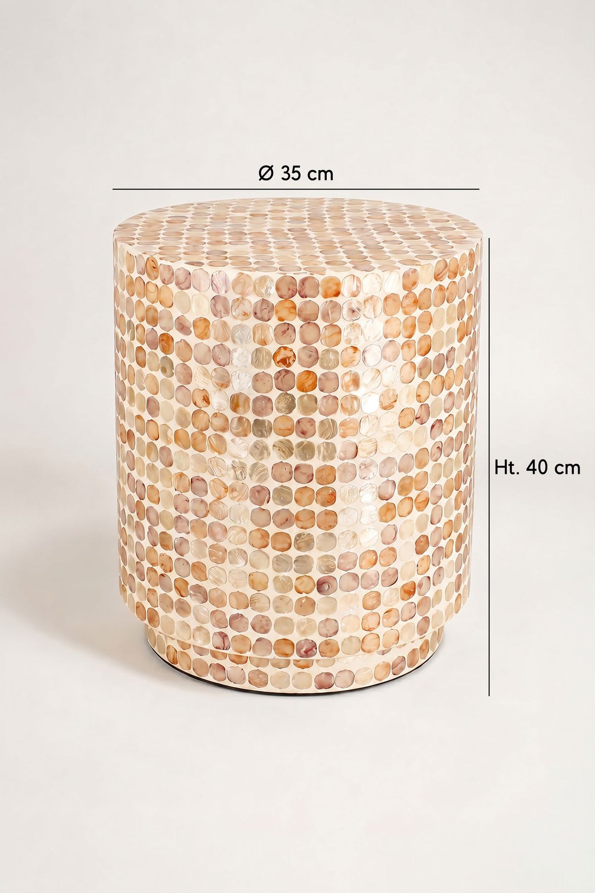 Dimensions SOLNA - meuble d'appoint en coquille de capiz rose