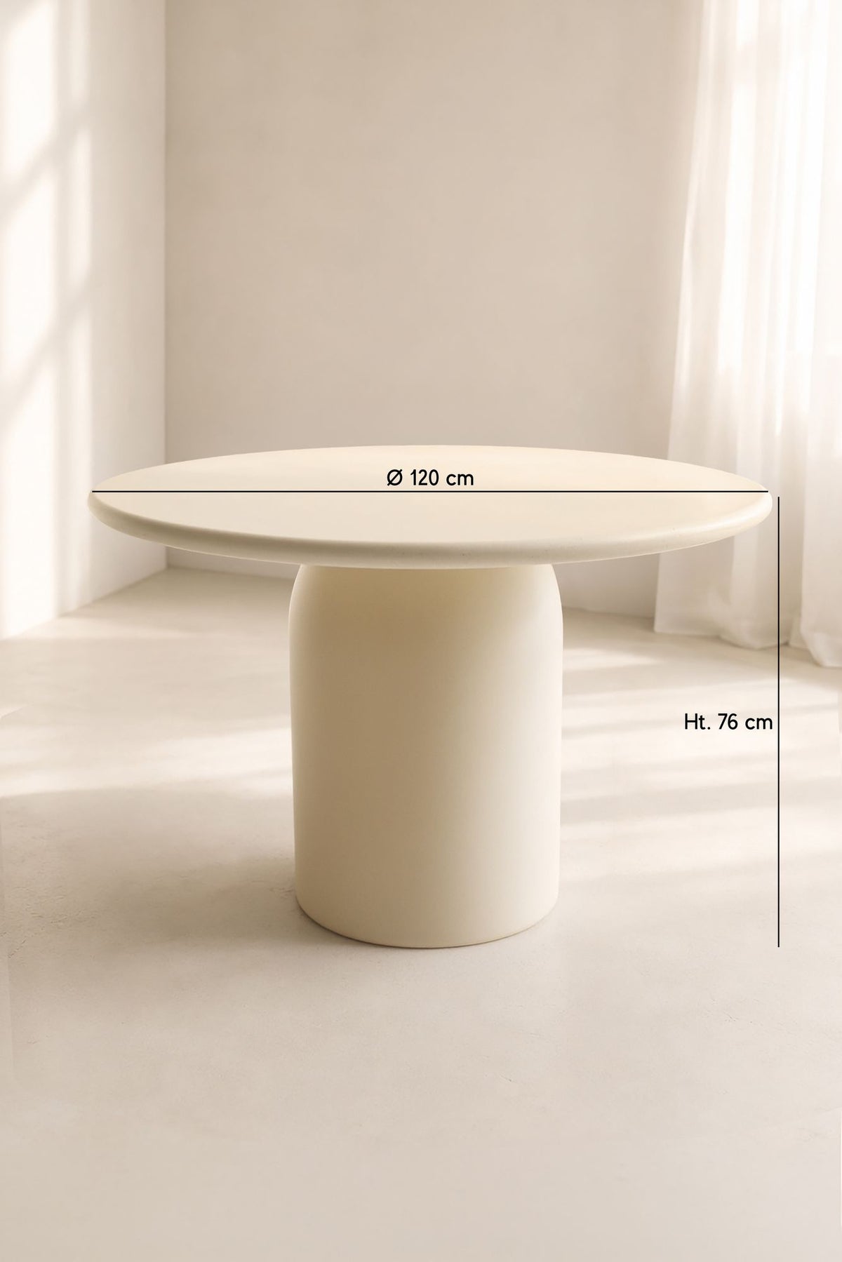 Dimensions Minera - Table à manger ronde 120cm effet ciment écru