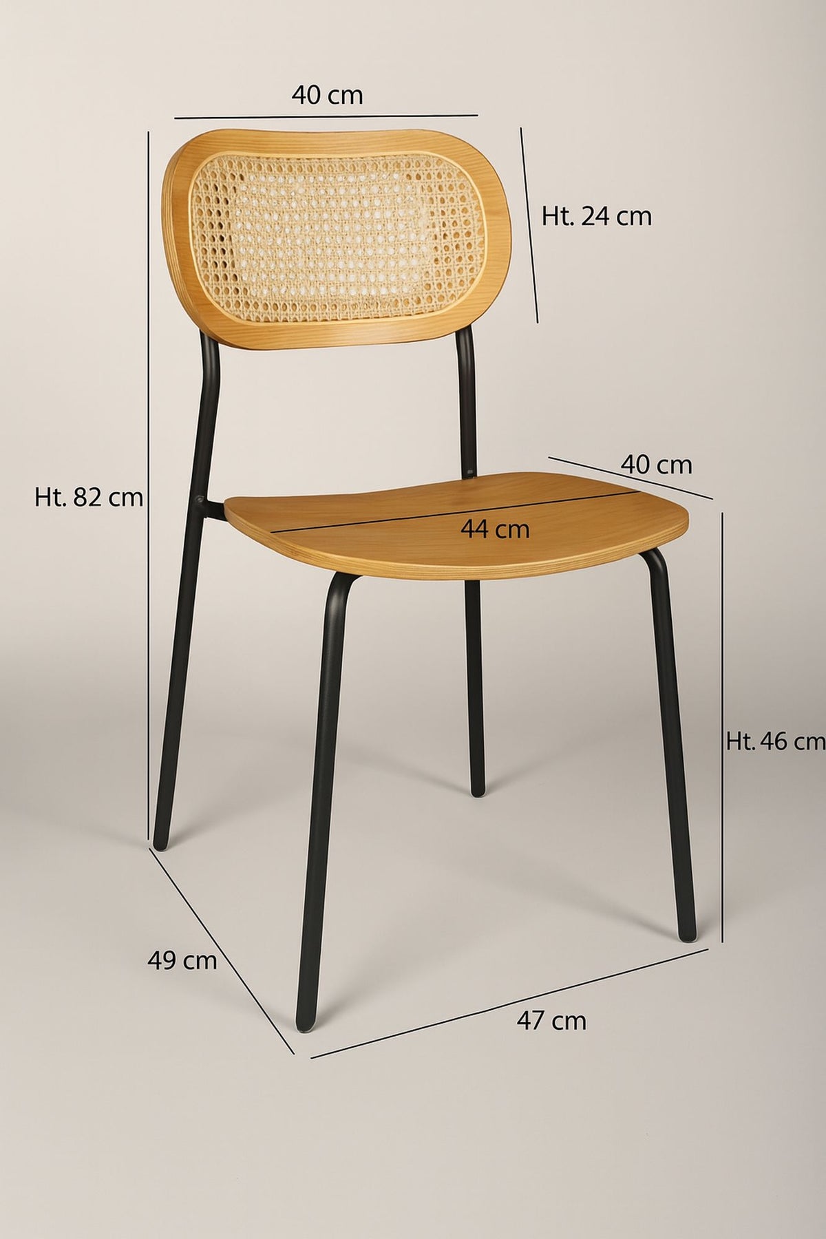 Dimensions Nosara - Lot de 2 chaises en rotin, bois et métal