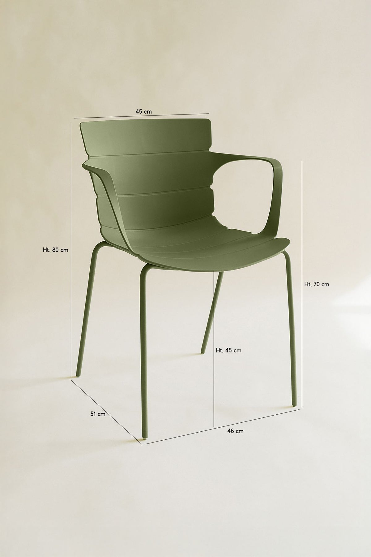 Dimensions Montauk - Lot de 4 fauteuils de table intérieur en polypropylène et métal vert