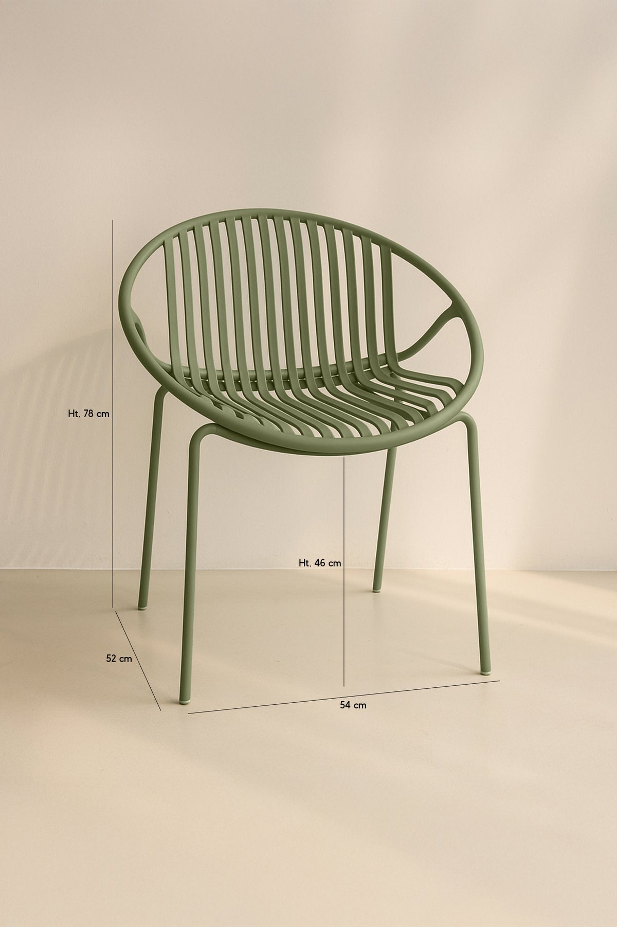 Dimensions Calypso - Lot de 4 fauteuils de table intérieur en polypropylène et métal vert