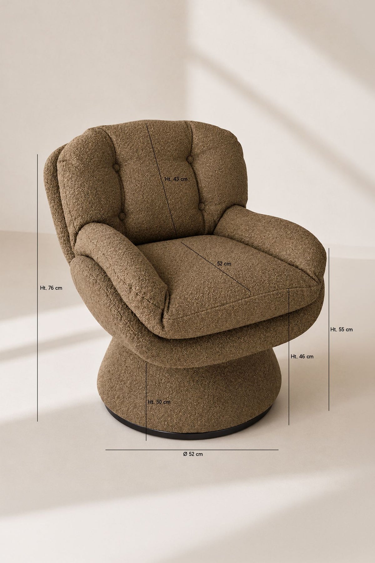 Dimensions Gustave - Fauteuil en tissu marron