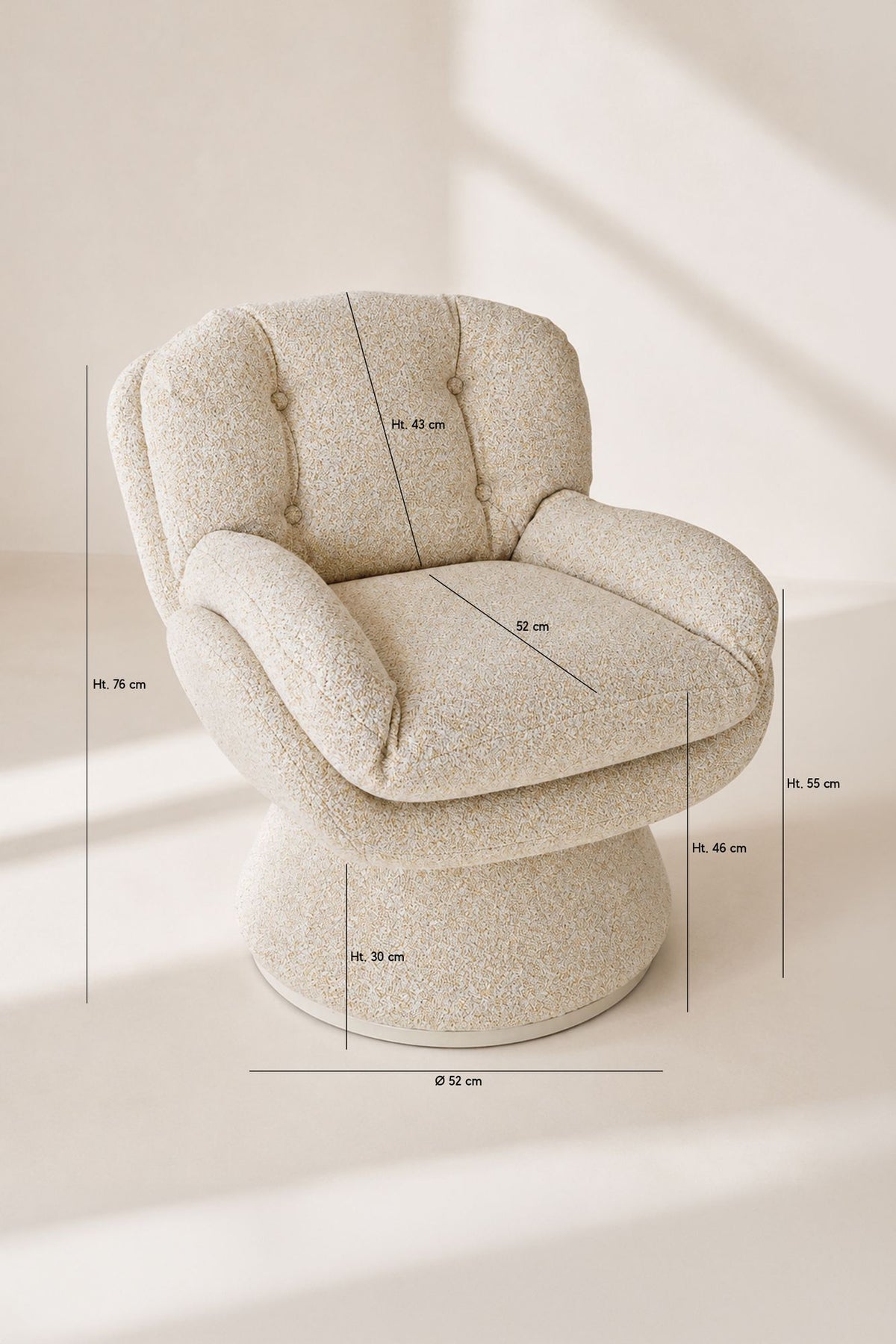 Dimensions Gustave - Fauteuil en tissu beige