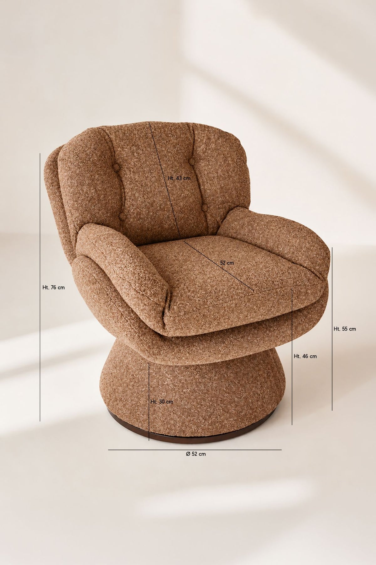 Dimensions Gustave - Fauteuil en tissu brique