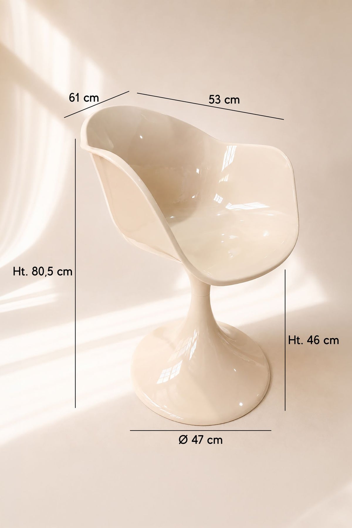Dimensions GLAM - Lot de 2 fauteuils de table en résine acrylique vison