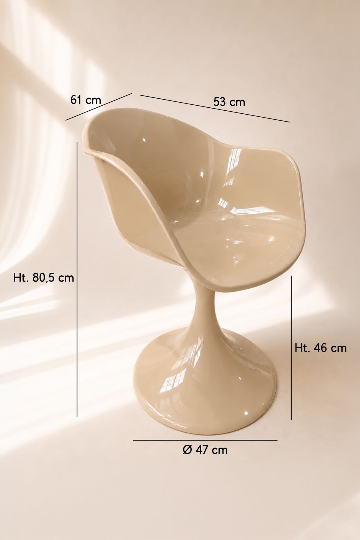 Dimensions GLAM - Lot de 2 fauteuils de table en résine acrylique vison