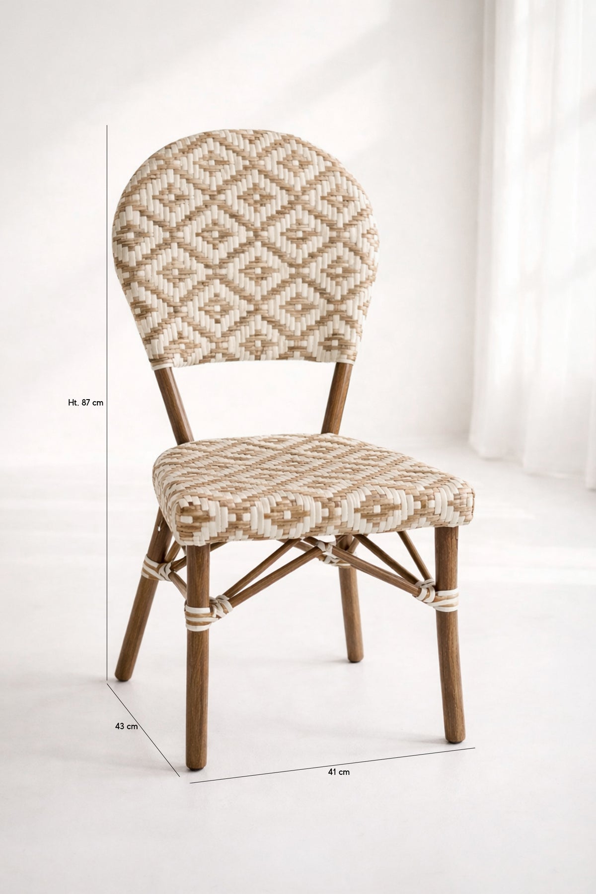 Dimensions Scala - Lot de 2 chaises d'extérieur noisette en aluminium effet rotin naturel