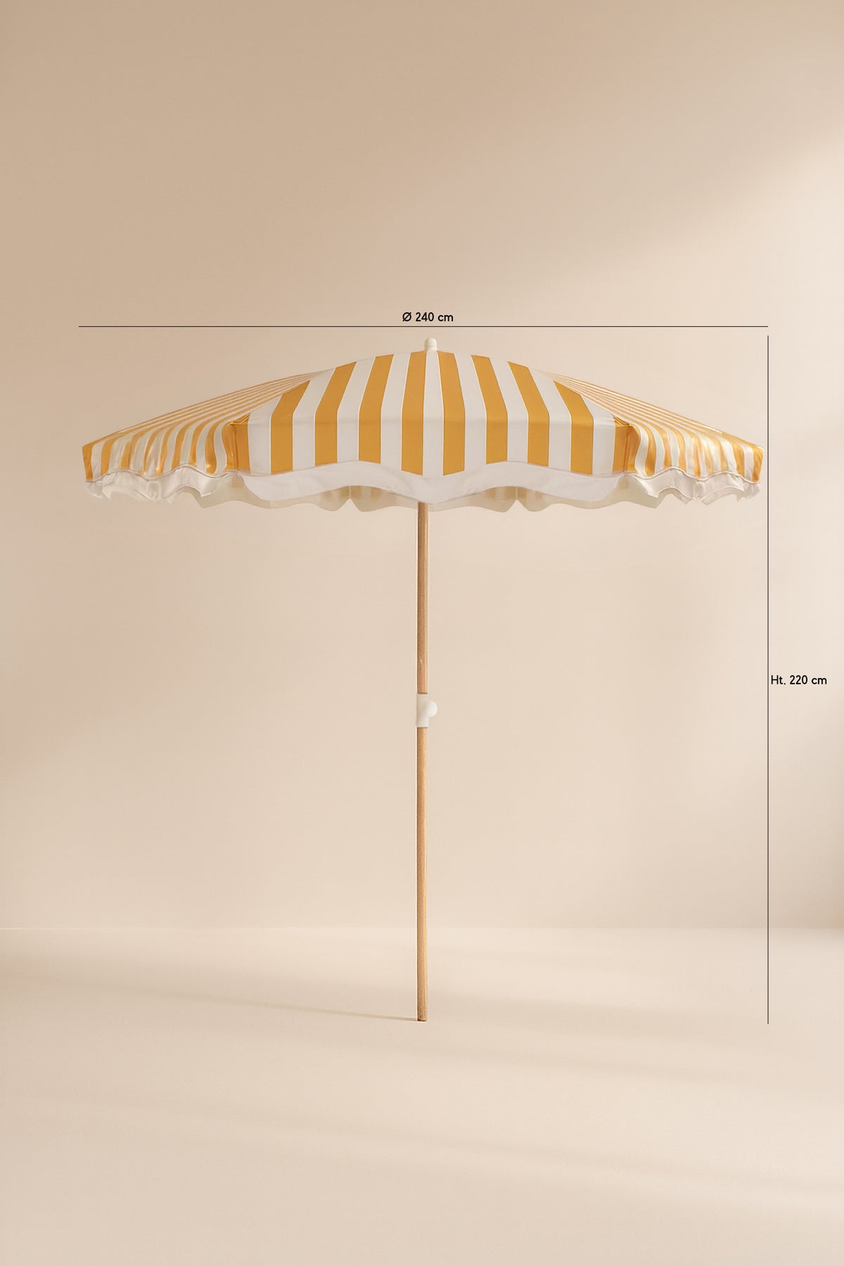 Dimensions Isola - Parasol en polyester rayures jaune bouton d'or et blanc
