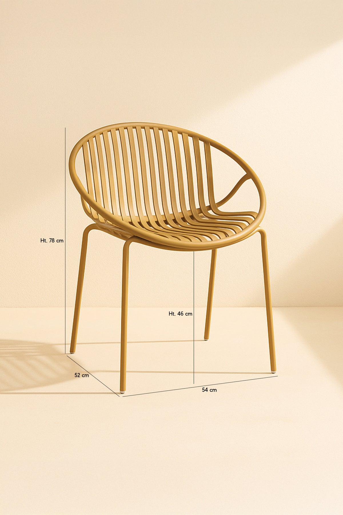 Dimensions Calypso - Lot de 4 fauteuils de table extérieur en polypropylène et métal ocre