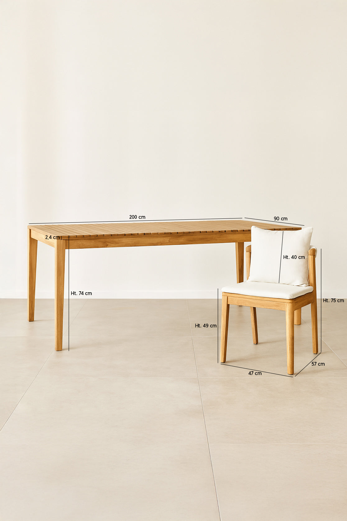 Dimensions Fidji - Ensemble table de jardin avec 8 chaises en bois d’acacia