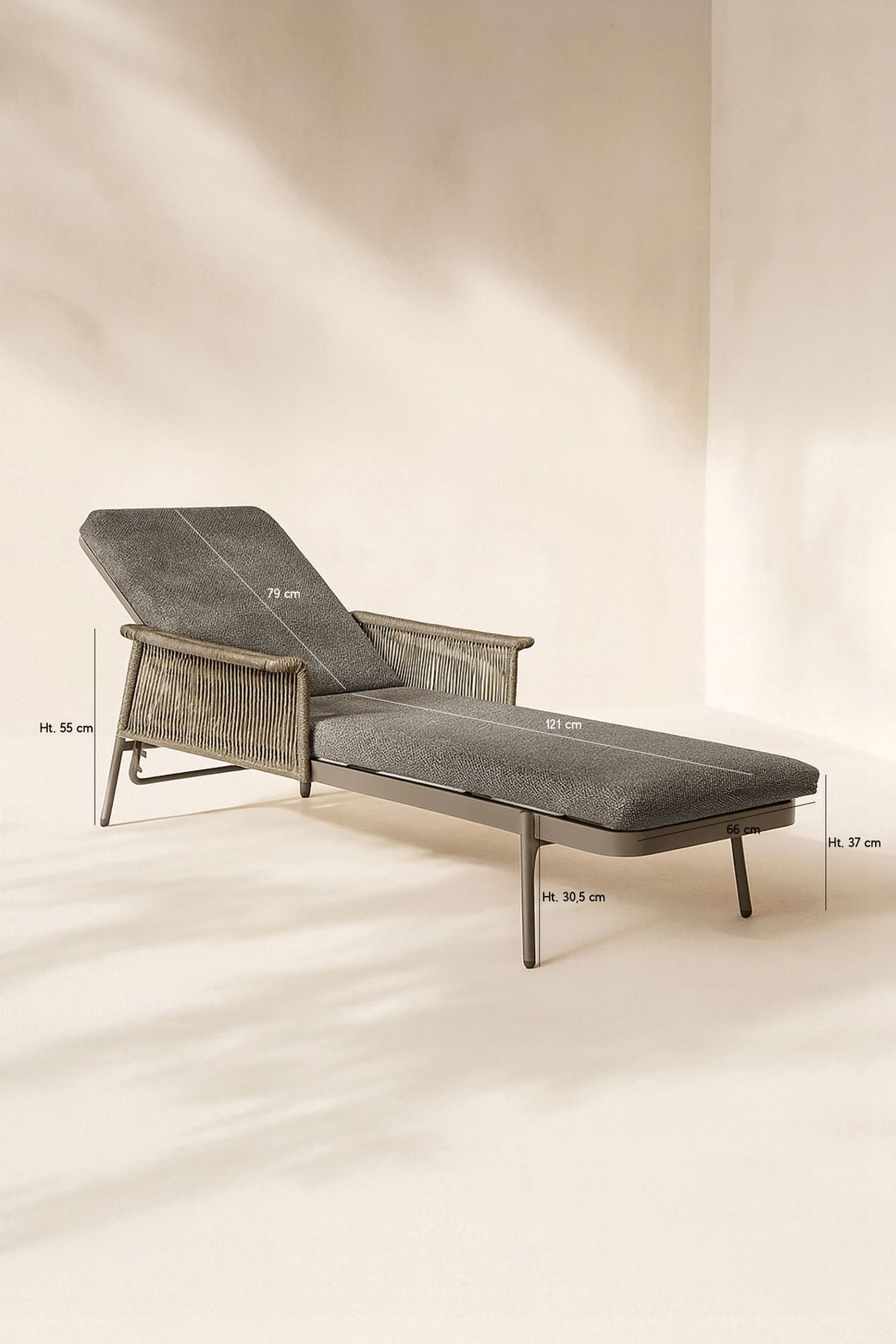 Dimensions Lumio - Lot de 2 chaises longues en aluminium et tissu moka