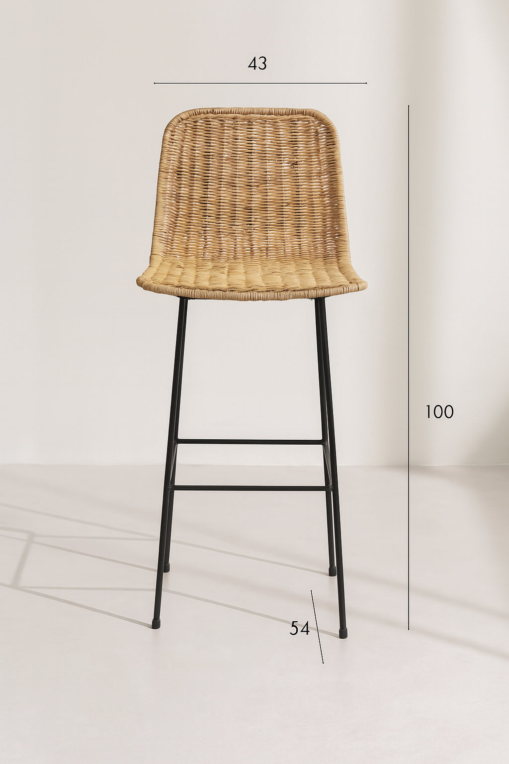 Dimensions TARA - Lot de 2 chaises de bar en rotin naturel