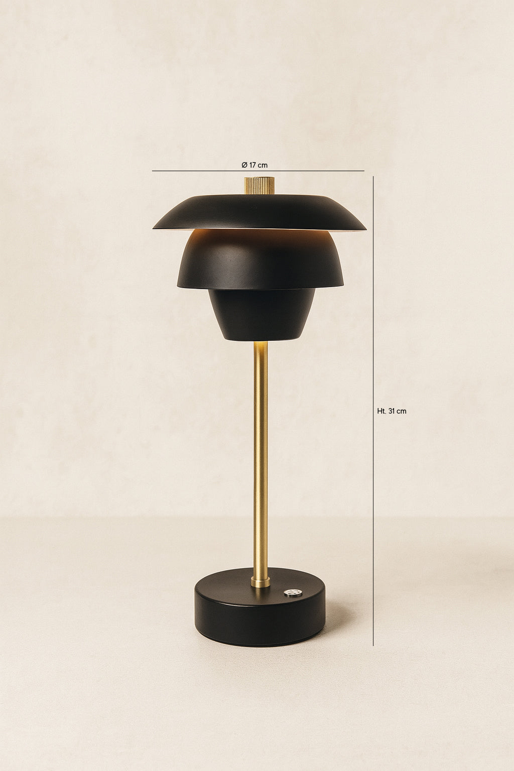 Dimensions Moxy - Lampe à poser en métal noir