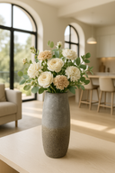Terea - Vase en verre soufflé gris et taupe