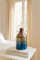 Sunset - Vase en verre aux nuances bleutées et roses