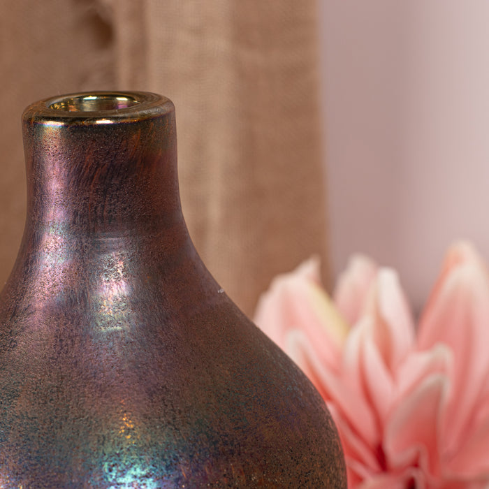Vase Sunset en verre aux nuances bleutées et roses H 24 cm