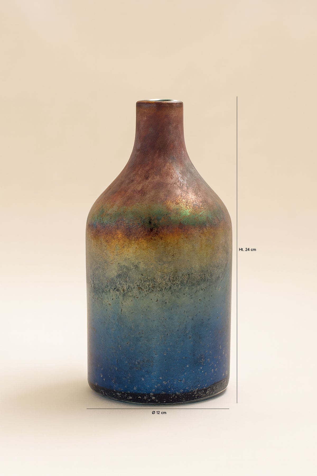 Dimensions Sunset - Vase en verre aux nuances bleutées et roses