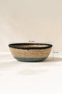 Dune - Panier ovale en jonc de mer naturel bleu