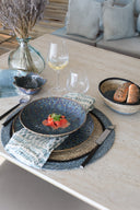 Dune - Panier ovale en jonc de mer naturel bleu