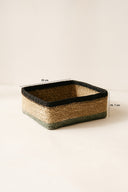 Dune - Panier carré en jonc de mer naturel bleu