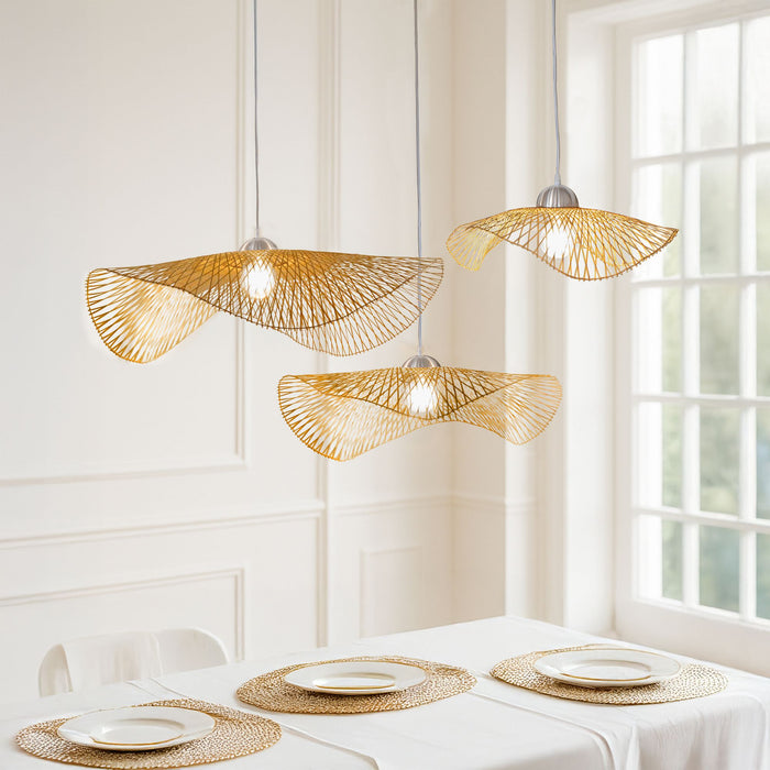 Suspension Caravelle en bambou tressé D55 cm