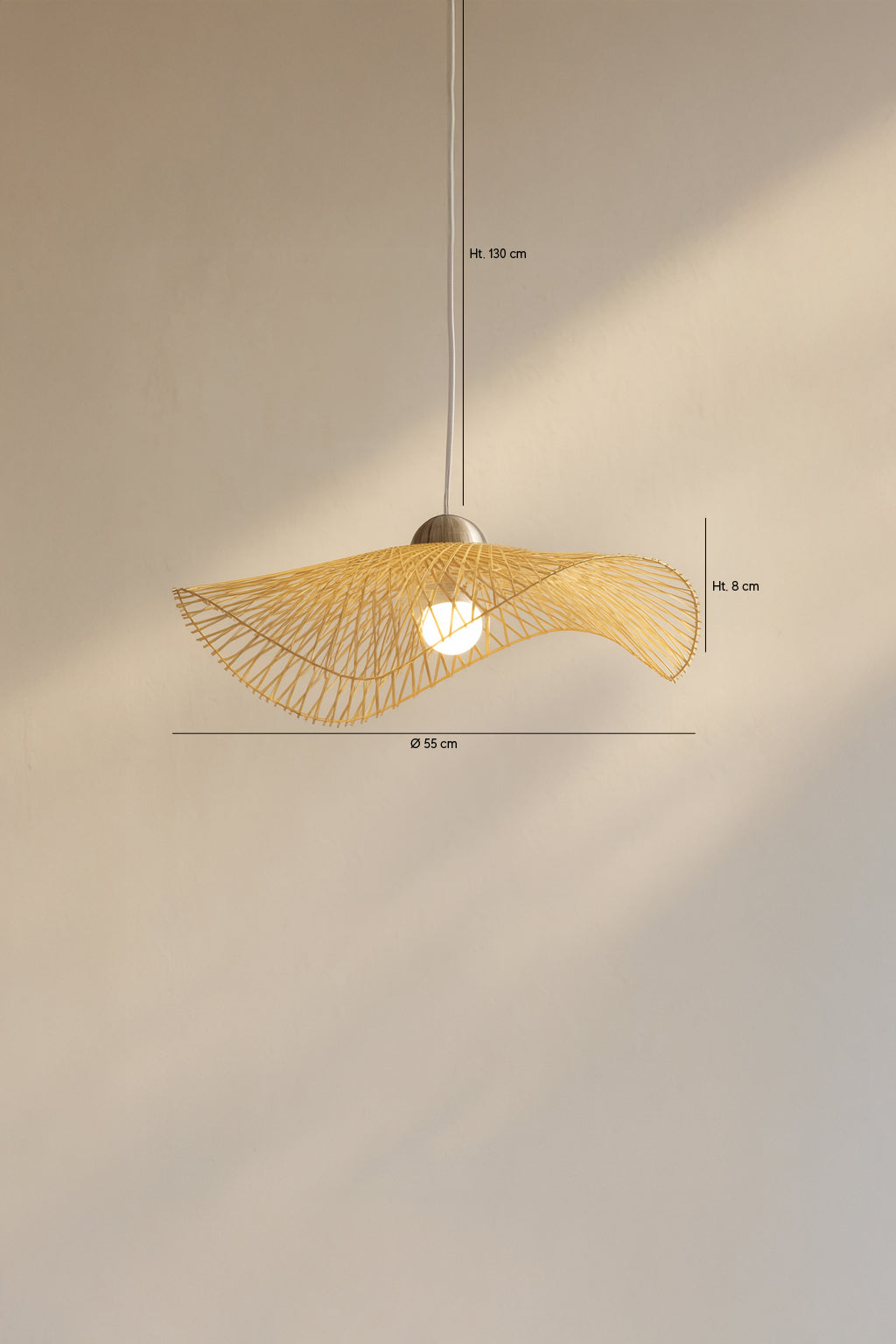Dimensions Caravelle - Suspension en bambou tressé D55 cm