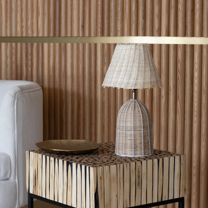 Lampe à poser Joy en rotin naturel D13x38 cm