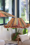 Jolo - Suspension en raphia naturel coloré avec franges