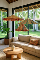 Jolo - Suspension en raphia naturel coloré avec franges