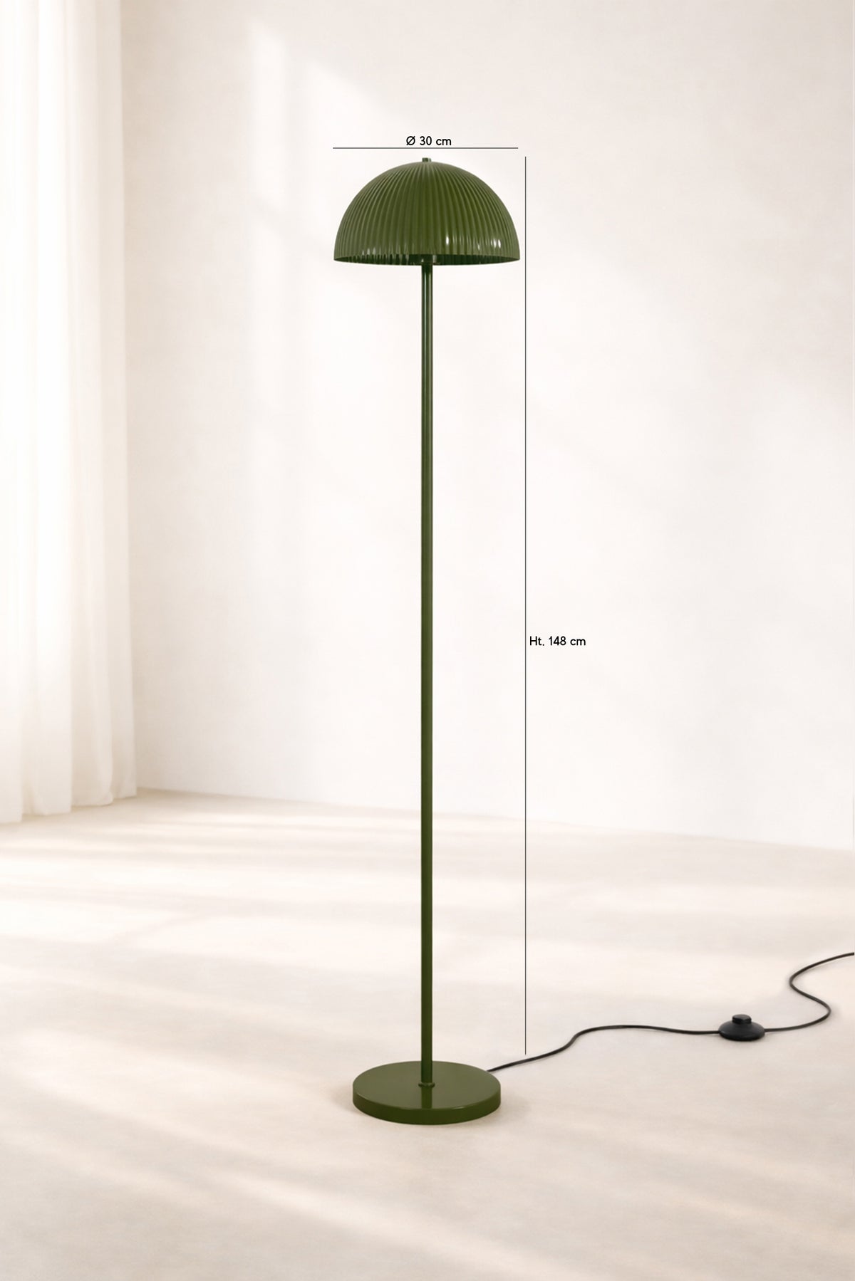 Dimensions Thalia - Lampadaire en métal vert olive