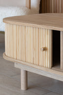 Hector - Table basse ovale en bois deux portes coulissantes 105x55x40cm