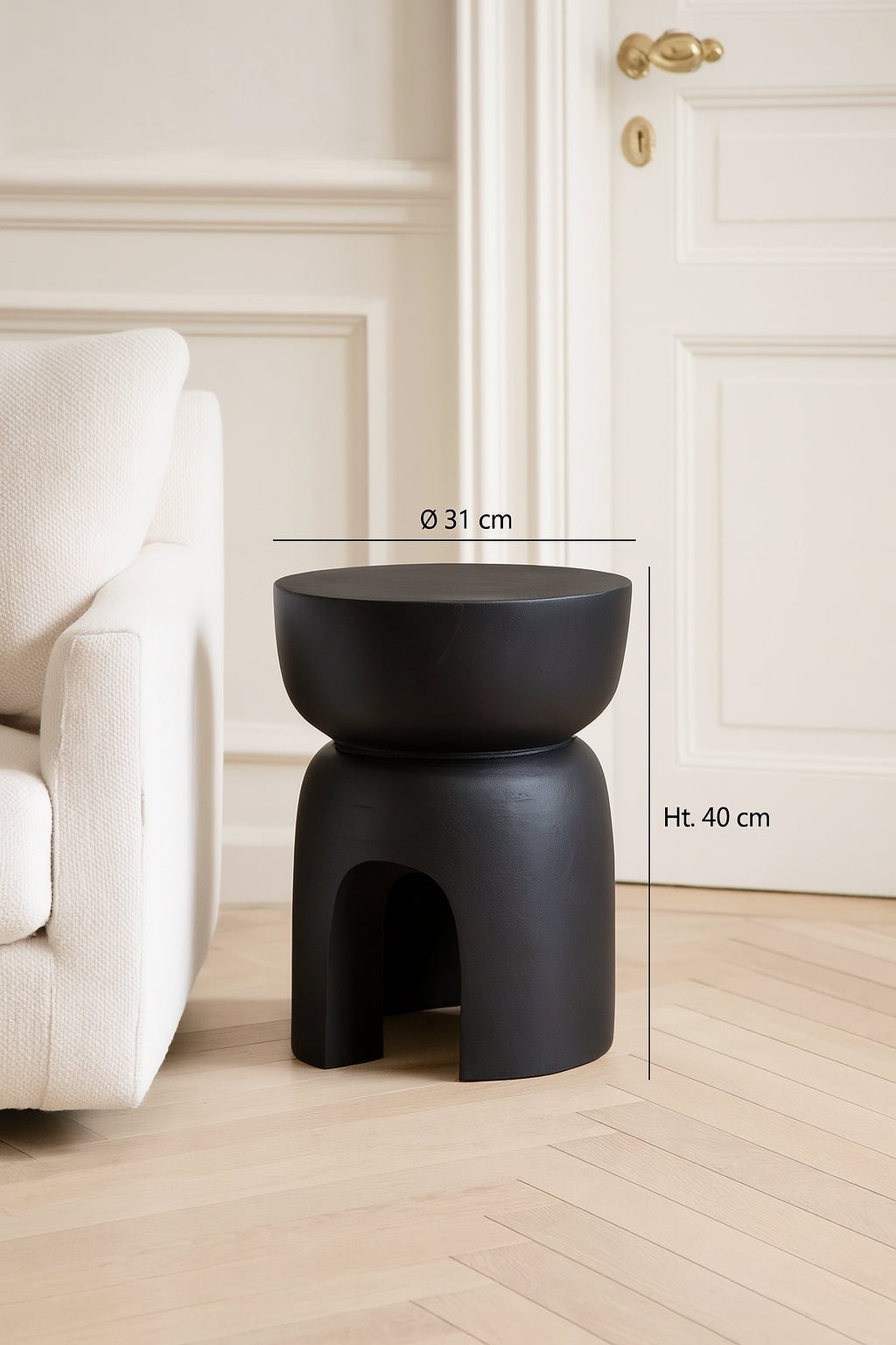 Dimensions Tree- Meuble d'appoint en bois de Paulownia noir