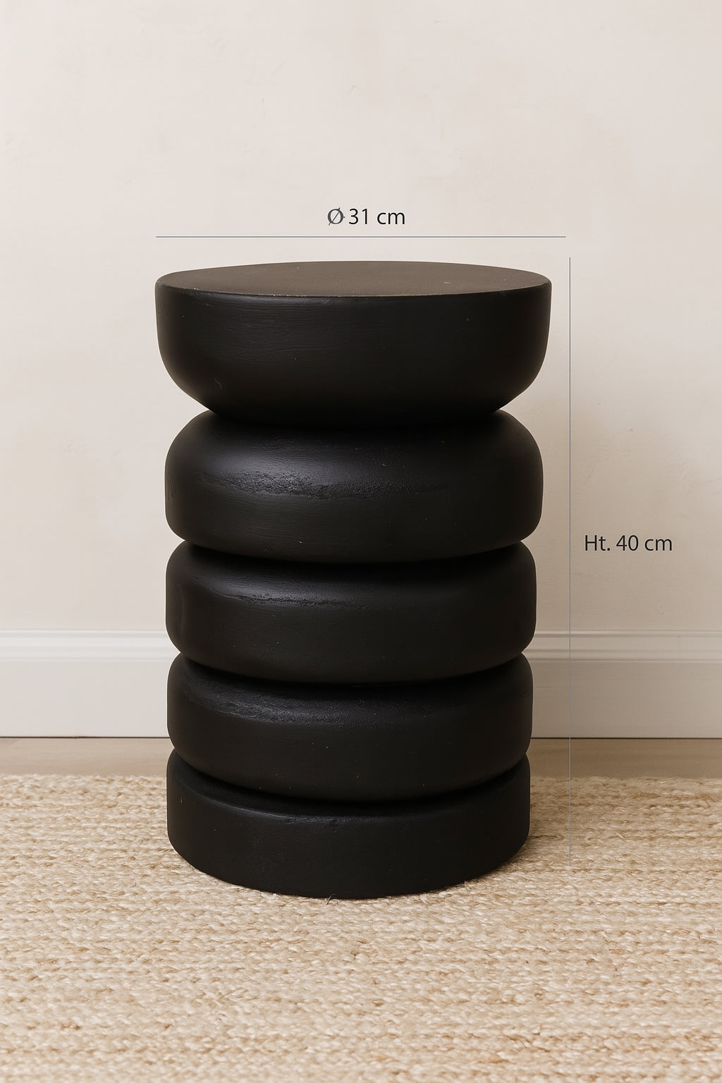 Dimensions Tao - Meuble d'appoint en bois de Paulownia noir