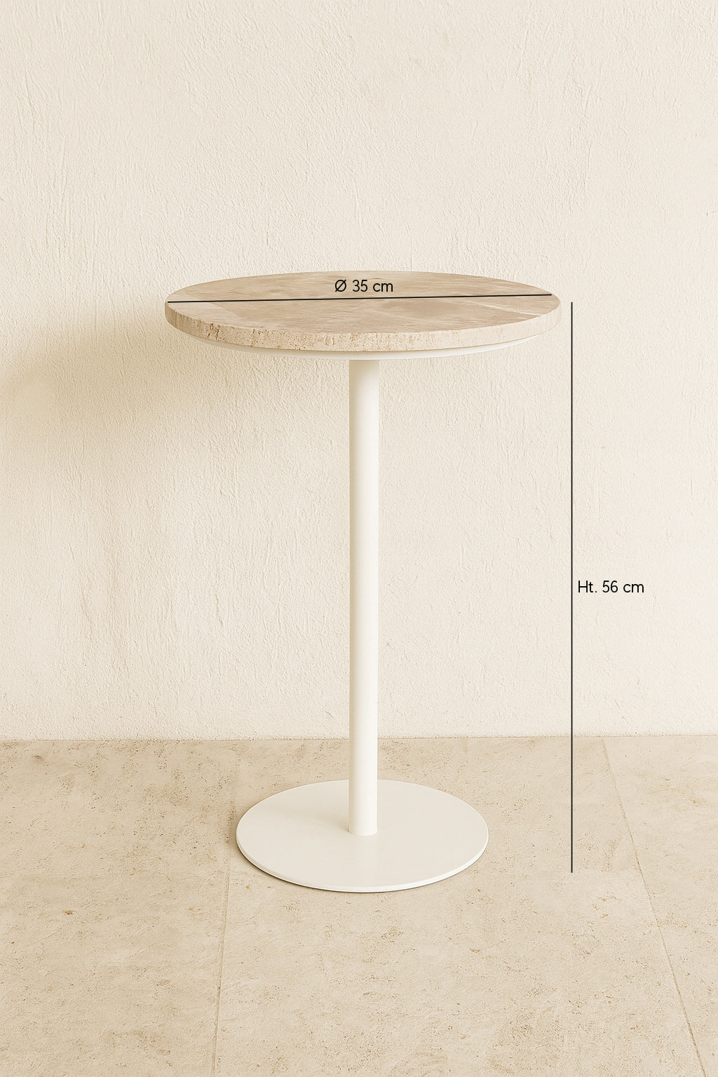 Dimensions Travi - Meuble d'appoint effet travertin beige