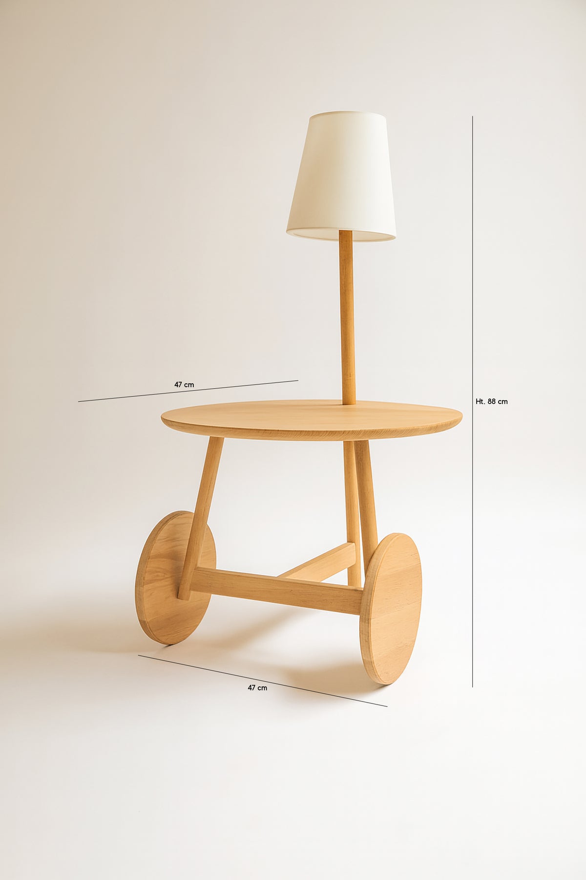 Dimensions Triss - Table d'appoint en teck avec lampe
