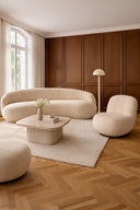Marlo - Canapé en chenille beige incurvé 3 places